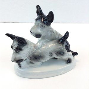 Carl Scheidig Germany Porcelain Scottish Terrier Scottie Schnauzer Dogs
